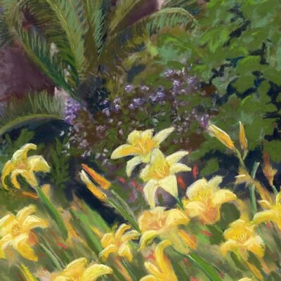 Day Lilies in Barcelona - Pastel by Debra Kay Carter