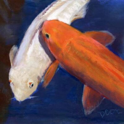 A Pair of Koi - Pastel by Debra Kay Carter
